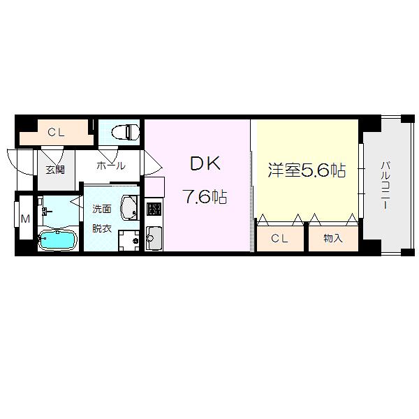 CASA FELICE(1DK/6階)の間取り写真