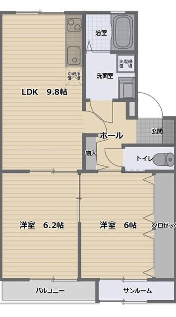 アバンティ(2DK/2階)の間取り写真