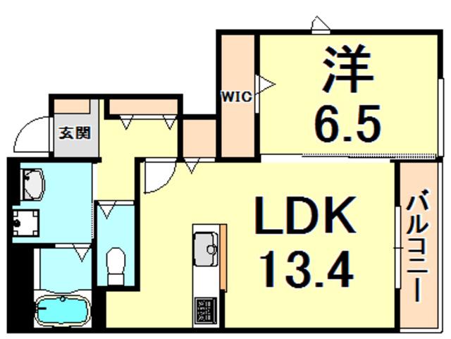 REVEUR甲東1(1LDK/1階)の間取り写真