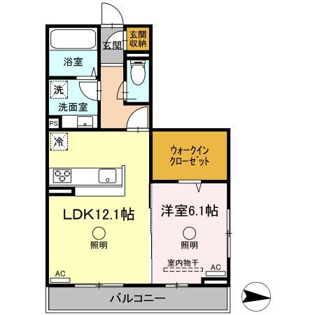 マーレ京町(1LDK/2階)の間取り写真