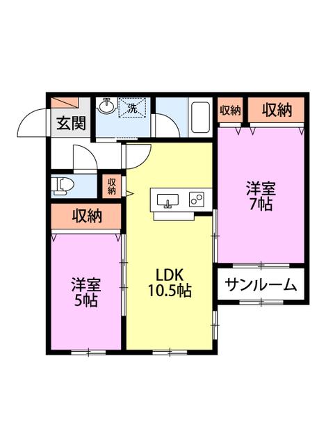 シャンドラ(2LDK/1階)の間取り写真