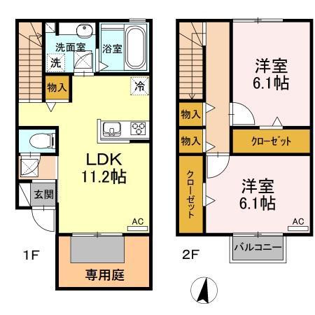 カーサ トライアンフ(2LDK/1階)の間取り写真