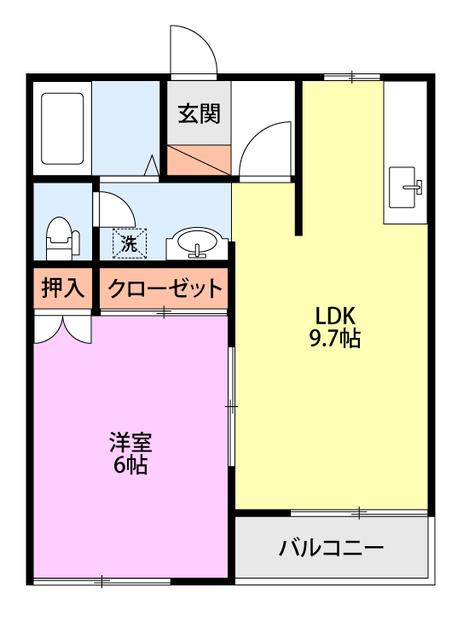 ＪＲ信越本線 亀田駅 徒歩21分 2階建 築37年(1LDK/2階)の間取り写真