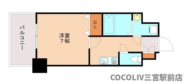 スワンズ新神戸ウイータ(ワンルーム/4階)の間取り写真