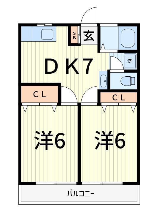 グリーンハイツ(2DK/1階)の間取り写真