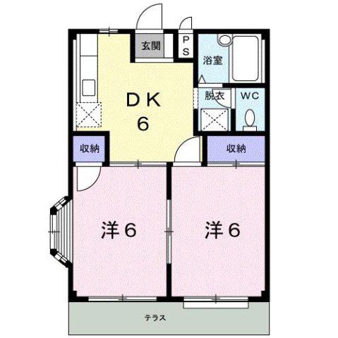 フォレストパークB(2DK/1階)の間取り写真