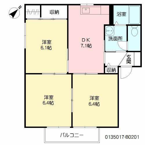 フォーレス神崎  B棟(3DK/2階)の間取り写真