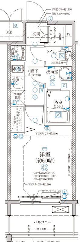 ディアレイシャス上前津(1K/4階)の間取り写真