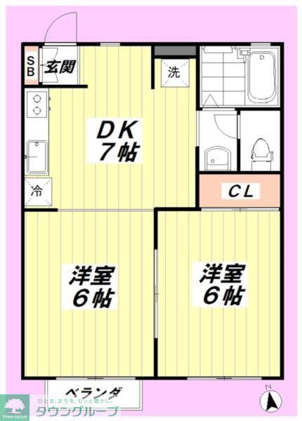 RYU弐番館(2DK/1階)の間取り写真