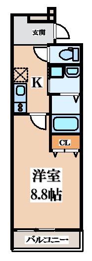フジパレス忍ケ丘II番館(1K/2階)の間取り写真