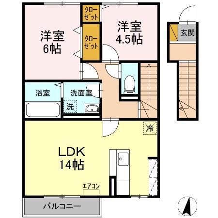 ウインド フィル(2LDK/2階)の間取り写真