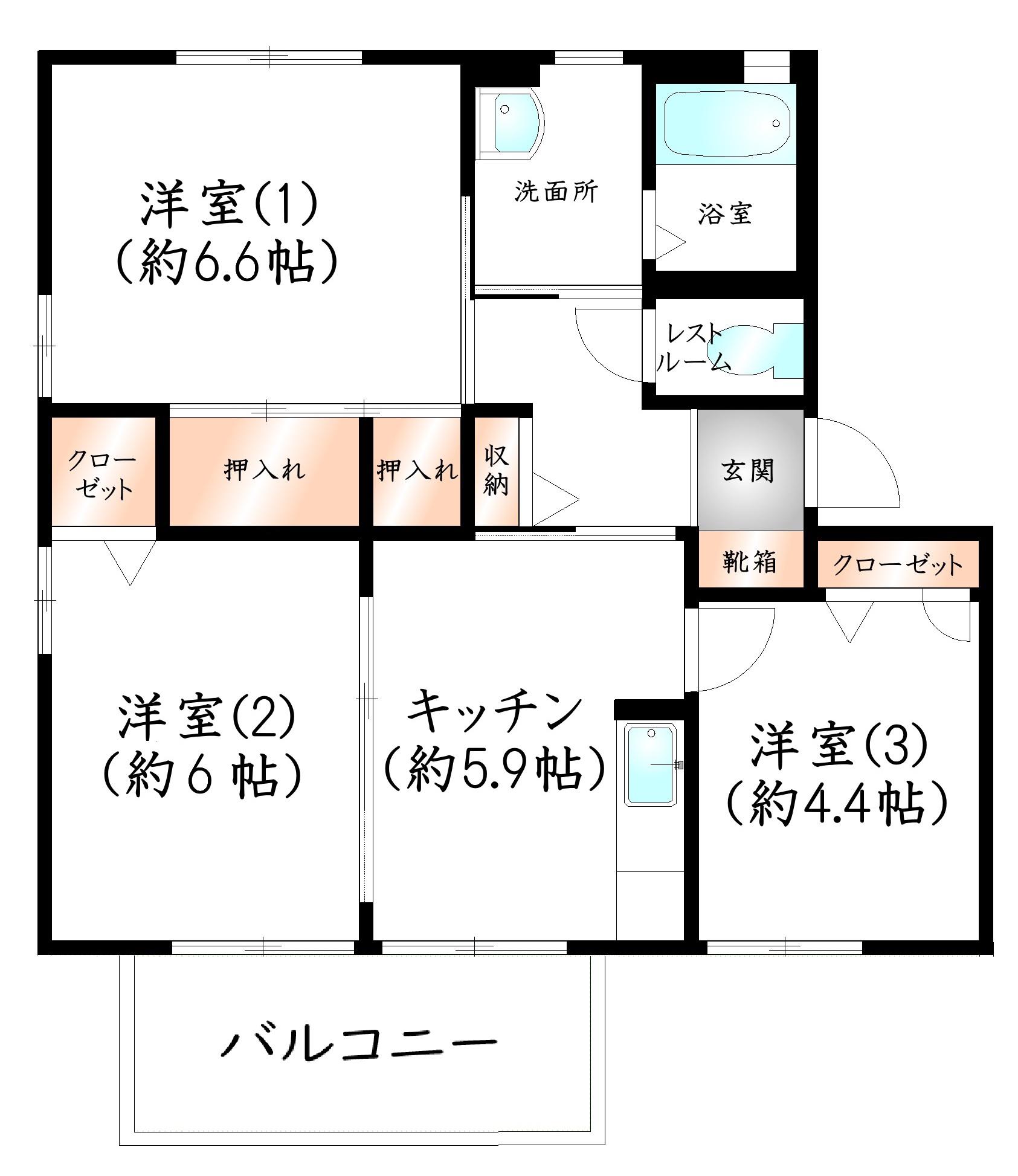 エスポワール貴船A(3K/2階)の間取り写真