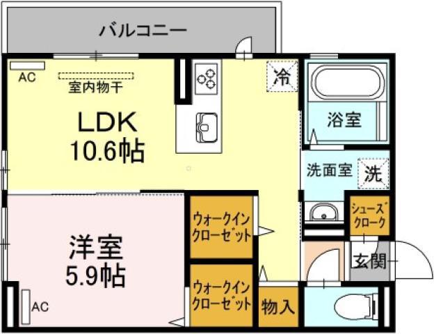 メゾン沖浜(1LDK/3階)の間取り写真