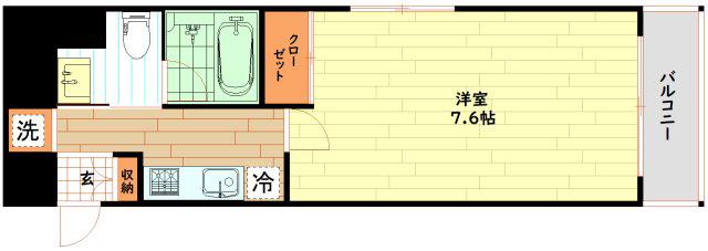 アワーズグランデ西本町(1K/6階)の間取り写真