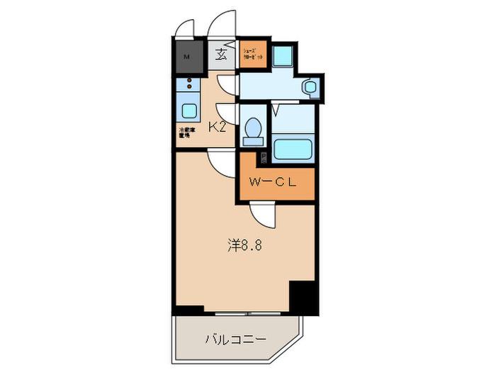 プレサンス神戸元町ベルシオン(1K/13階)の間取り写真