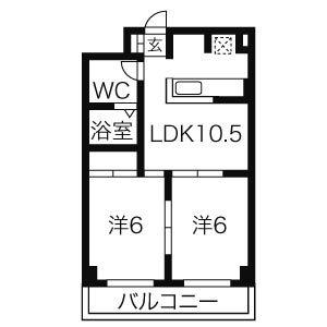 HIビル(2LDK/7階)の間取り写真