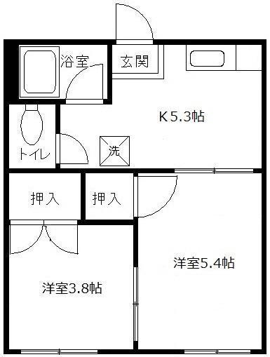 第2さつきコーポ(1K/1階)の間取り写真