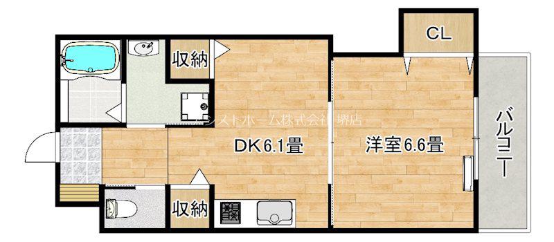 ハイツカトレヤ(1DK/12階)の間取り写真