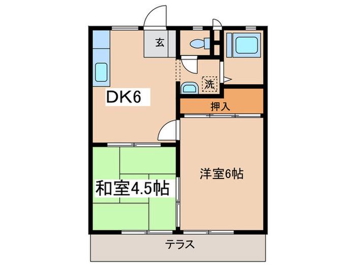レジデンス辻(2DK/1階)の間取り写真