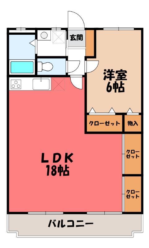 ファインステージ鴻巣(1LDK/3階)の間取り写真