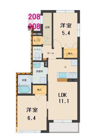 ペルシーモ(2LDK/2階)の間取り写真