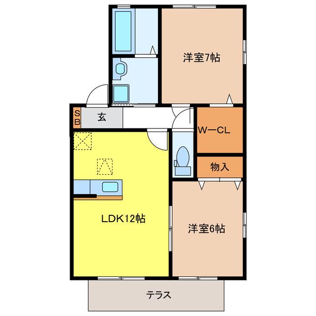 ウィルモア北方(2LDK/1階)の間取り写真