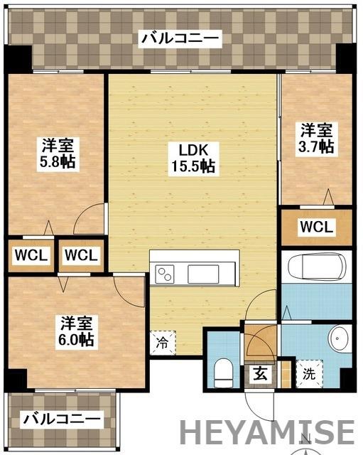 MODERN PALAZZO文教通GROW(3LDK/6階)の間取り写真