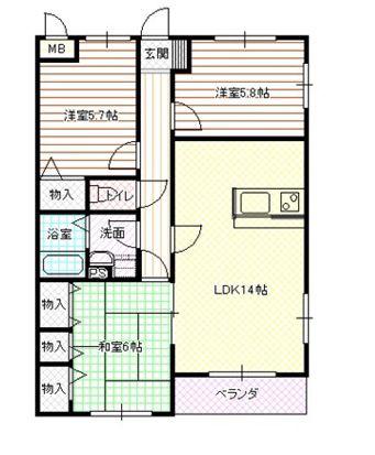 カサグランデ東延末(3LDK/3階)の間取り写真