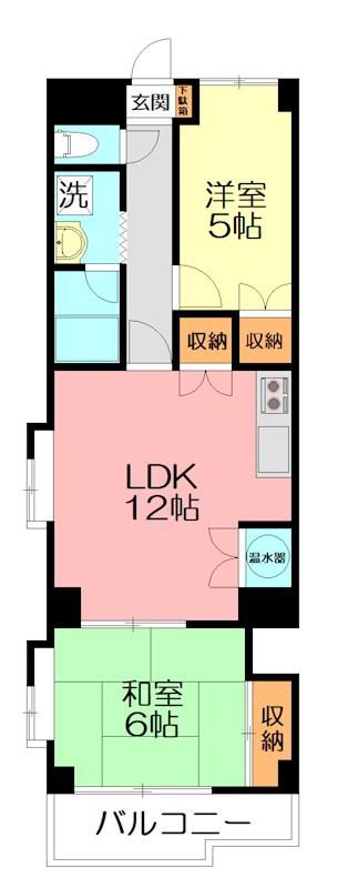 フジビルNO.11(2LDK/4階)の間取り写真
