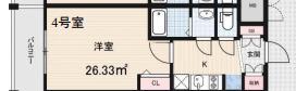 ラヴィータ難波元町(1K/13階)の間取り写真