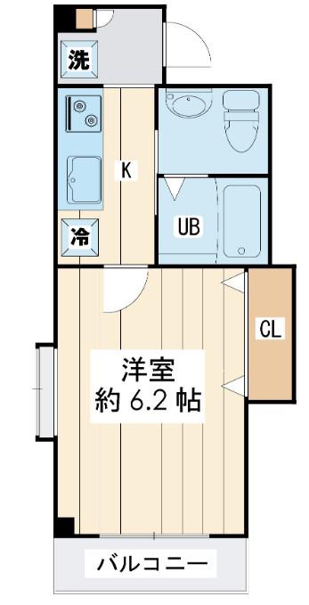 ウッディ(1K/5階)の間取り写真