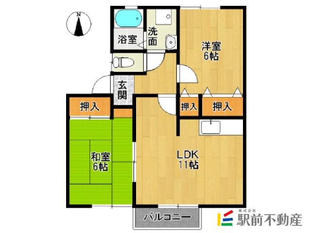 メゾンドールA(2LDK/1階)の間取り写真