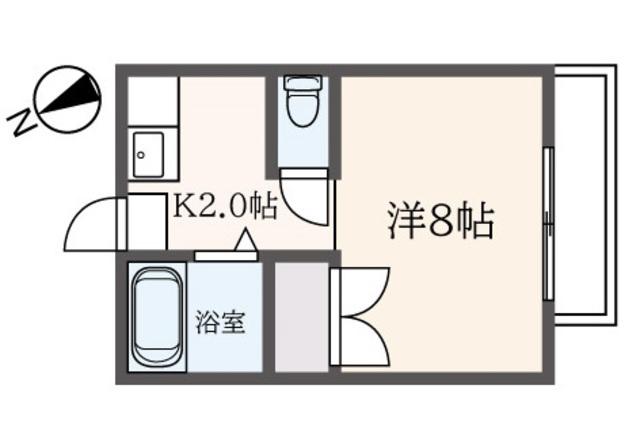 エディースハウス(1K/2階)の間取り写真