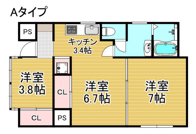 ルネサンライズ HORIMOTO(2LDK/1階)の間取り写真