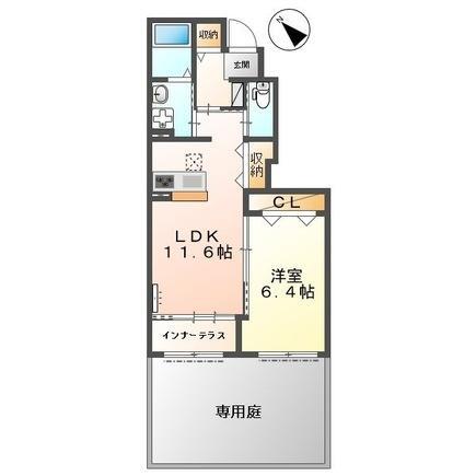 チアロ ルーチェ 小島(1LDK/1階)の間取り写真