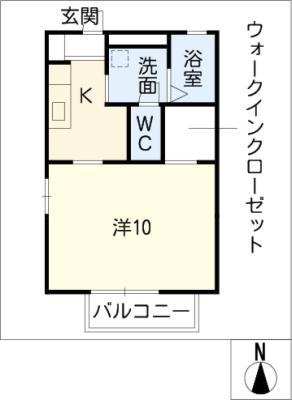 ディアス上原(1K/1階)の間取り写真