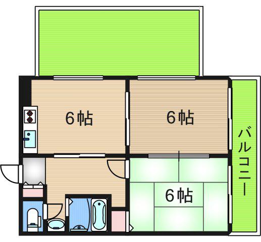 エフアール丸山通(2DK/4階)の間取り写真