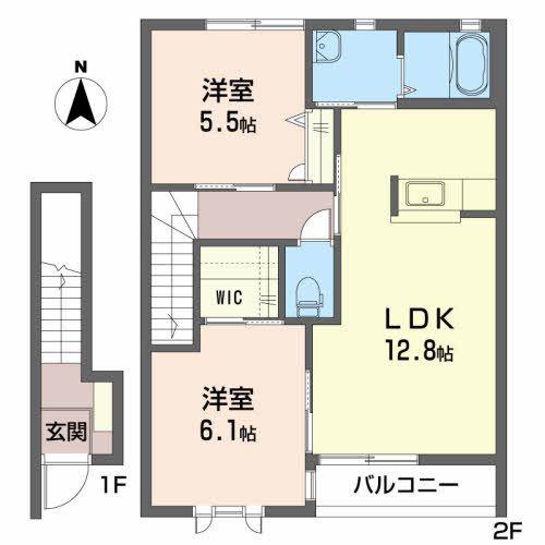 ヴェルデ(2LDK/2階)の間取り写真