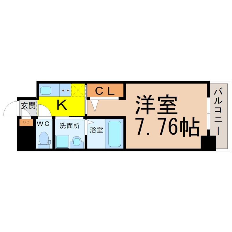 ARTIZA東別院(1K/5階)の間取り写真