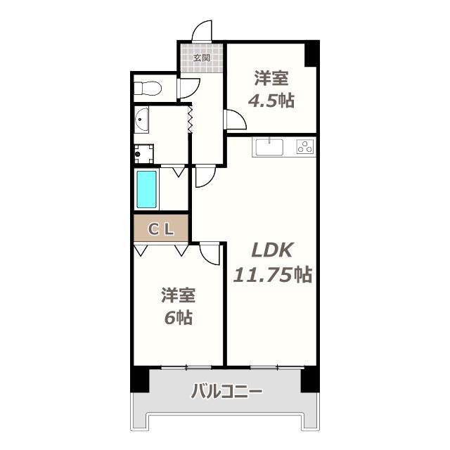 コーラル針中野(2LDK/2階)の間取り写真
