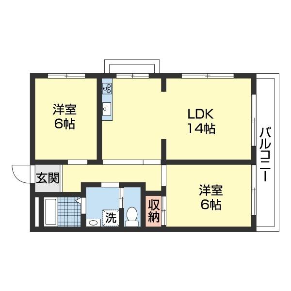 センチュリーハイツ和歌浦(2LDK/2階)の間取り写真