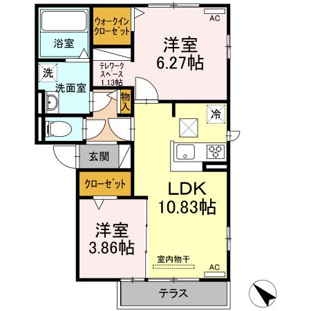 サクセスVIVII VI(2LDK/1階)の間取り写真