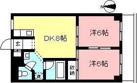 一の橋サンハイツ(2DK/4階)の間取り写真
