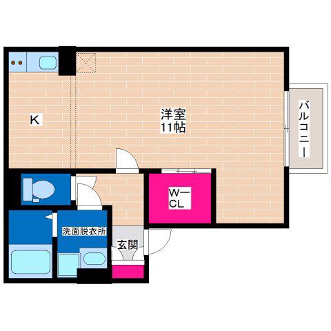 シャル マン(ワンルーム/1階)の間取り写真