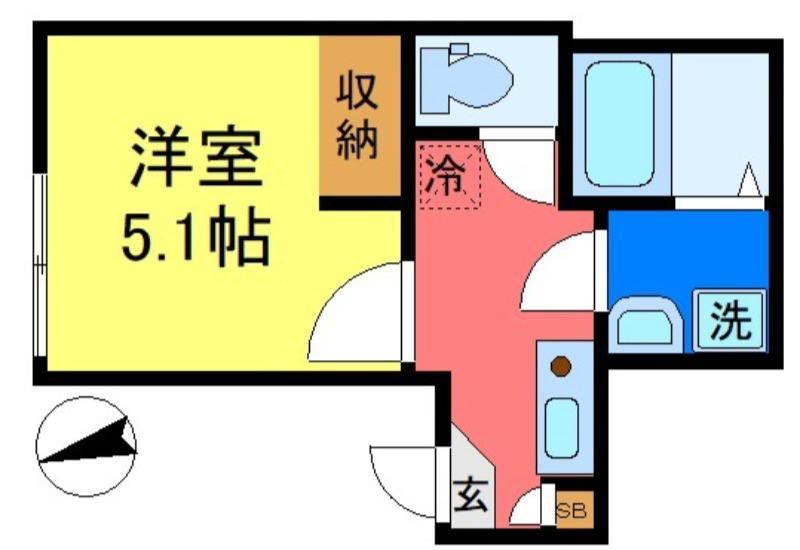 エアフォルク新小岩(1K/1階)の間取り写真