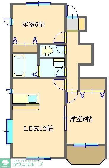モンテ・レーヴ(2LDK/1階)の間取り写真
