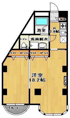 グレース朝日(1K/2階)の間取り写真