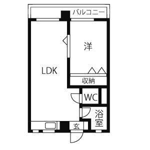 オオタビル(1LDK/5階)の間取り写真