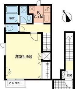 RUPIAHI(1K/2階)の間取り写真