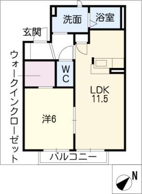 グレイスコート(1LDK/2階)の間取り写真